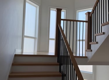 Interior glass railing and staircase installation