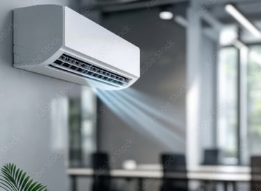 imagem deu um ar condicionado climatizando o ambiente