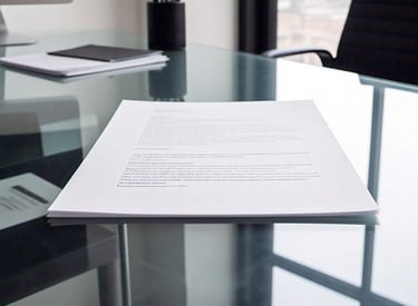 A paper on a glass table