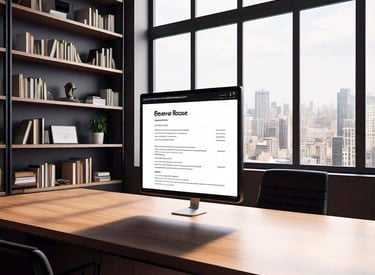 a computer monitor screen showing a resume