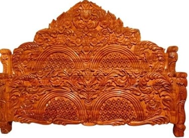 Natural Finish Teak Wood Bed – Minimalist and Elegant