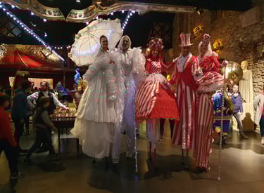 a group of people dressed in costumes and costumes