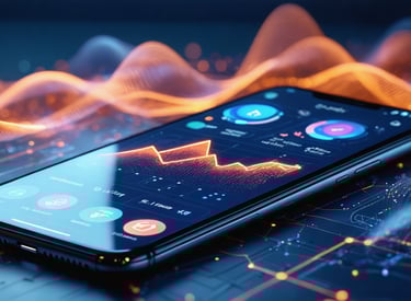 Widescreen illustration of a modern smartphone displaying influencer campaign metrics