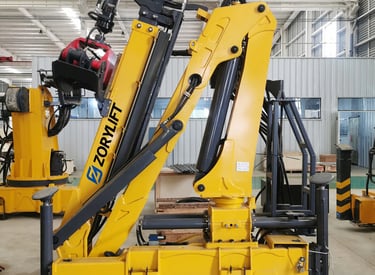 Finished Z-Fold Logging Cranes awaiting shipment.