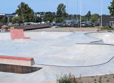 concrete skatepark on the schoolyard