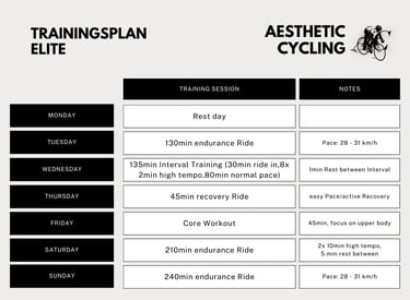 a cycling training plan for elite cyclists which are very fast and experienced