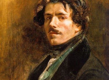 Self-portrait in a green waistcoat, 1837, by Eugène Delacroix during a guided tour of his museum