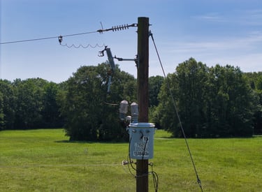 Close up image of a utility pole