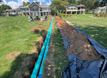 drainage pipe in a trench