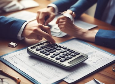 A professional consultation setting with a medical professional sitting at a desk facing a client. The room has a modern aesthetic with white walls decorated with framed certificates. The desk is organized with office supplies, a laptop, and a fruit bowl in the center.