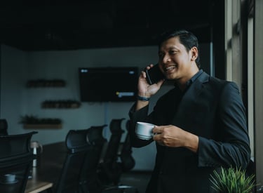 Businessman is talking on the phone