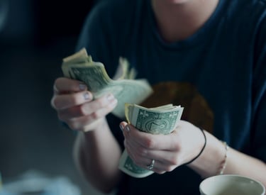 Woman is counting money