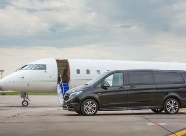 Personal Jet and a car in airport