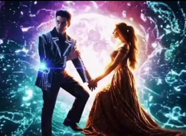 A couple engaged in an epic space romance through time travel