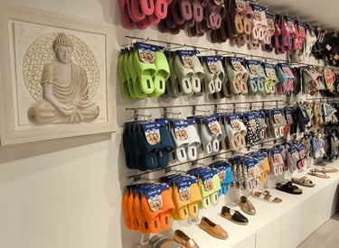 parede com os nossos chinelos