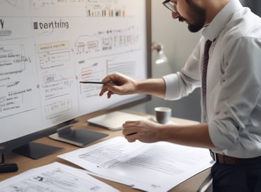 Magnifying glass over documents representing an operational audit.