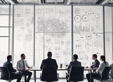 Blueprints and charts symbolizing project alignment.