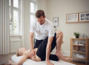 A barbershop or salon setting with black leather chairs and mirrors. The interior features a modern design with sleek lines and minimalist décor, including glass shelves and dark wooden cabinets. The room appears tidy and well-organized, creating a professional and upscale atmosphere.