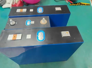 detail of prismatic LiFePO4 battery cells