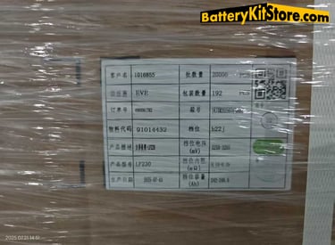 package of EVE LF230 prismatic LiFePO4 battery cells