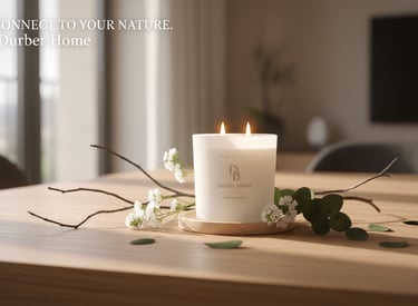 a candle with a candle on a table
