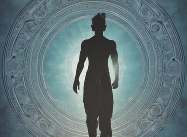 Characters navigating a dark underground river in episode three.