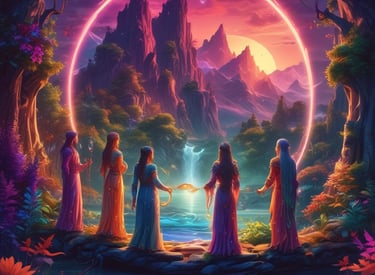 A dramatic scene from the first episode showing the main characters exploring an underground cavern.