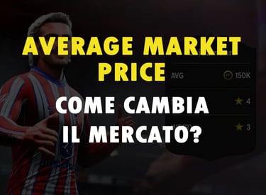 foto di un giocatore di calcio con scritta average market price come cambia il mercato
