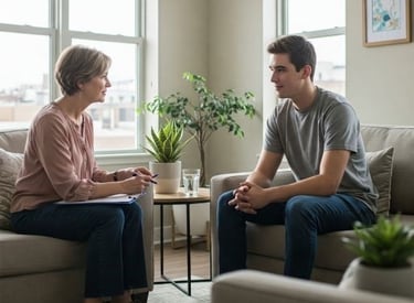 Counselor interacting with a client.