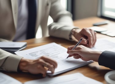A storefront featuring services like money transfer, cheque cashing, and bureau de change. The awning prominently displays 'International Money Transfer' and various notices and advertisements are visible around the entrance. Adjacent to the entrance, fresh produce from a fruit vendor can be seen. The overall setting suggests a busy street, likely in an urban area.