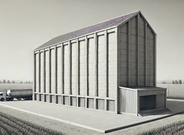 Proyecto de Nave almacén de cereales de hormigón.