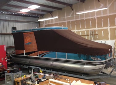 Full pontoon boat cover enclosure.