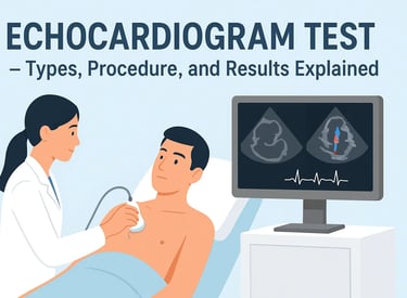 Echocardiogram test procedure showing ultrasound imaging of the heart
