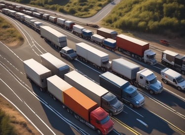 A white tanker truck featuring the logo 'UCL United Construction & Landscape' is parked on a dirt surface. The truck has large wheels and is positioned side-on, with shadows visible beneath it. In the background, there are trees and a large yellow container.