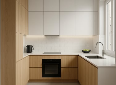 Cocina reformada con estilo minimalista
