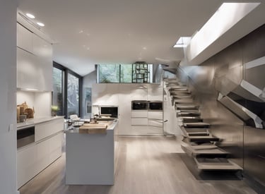 open concept kitchen in the basement
