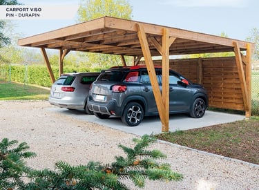 Carport bois sur mesure pour deux voitures installé par LCJ Aménagements à Montpellier dans l’Hérault