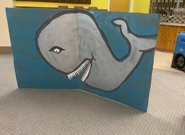 a drawing of a big fish to go with Jonah and the Whale Bible story