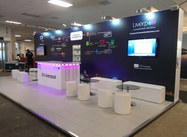 Eco friendly modular exhibition stand with raised floor option