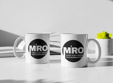 two mugs with a cactus plant in the middle of the image