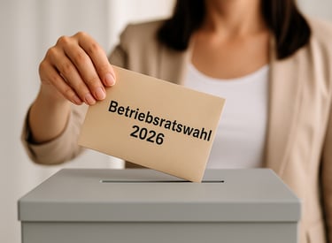 Eine Frau steckt einen Wahlumschlag in eine Wahlurne