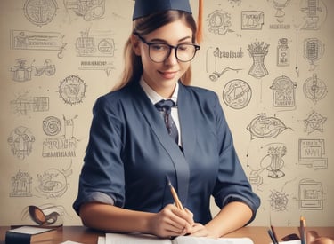 A group of students discussing in a classroom with charts on the wall.