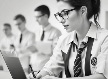 A student reading a book in a cozy library setting.