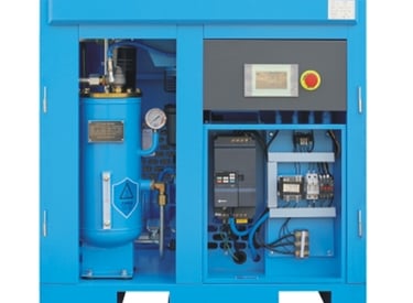 Internal structure of Wemano screw air compressor with labeled components