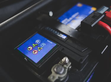 a new car battery in a car