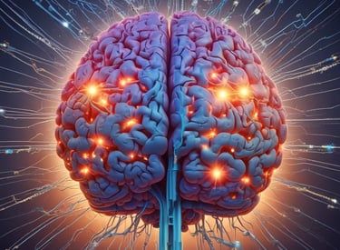 a picture of a head and brain with electrical signals emanating