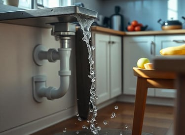 une fuite d'eau sous un évier
