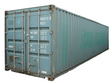 Blue 40ft Standard Cargo Worthy Shipping Container with dents dings and rust, wind water tight