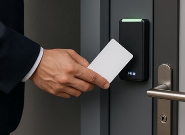 a man presenting a card to a card reader, Access Control Solutions