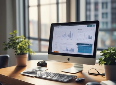 A professional team collaborating over a digital purpose mapping dashboard in a modern office.